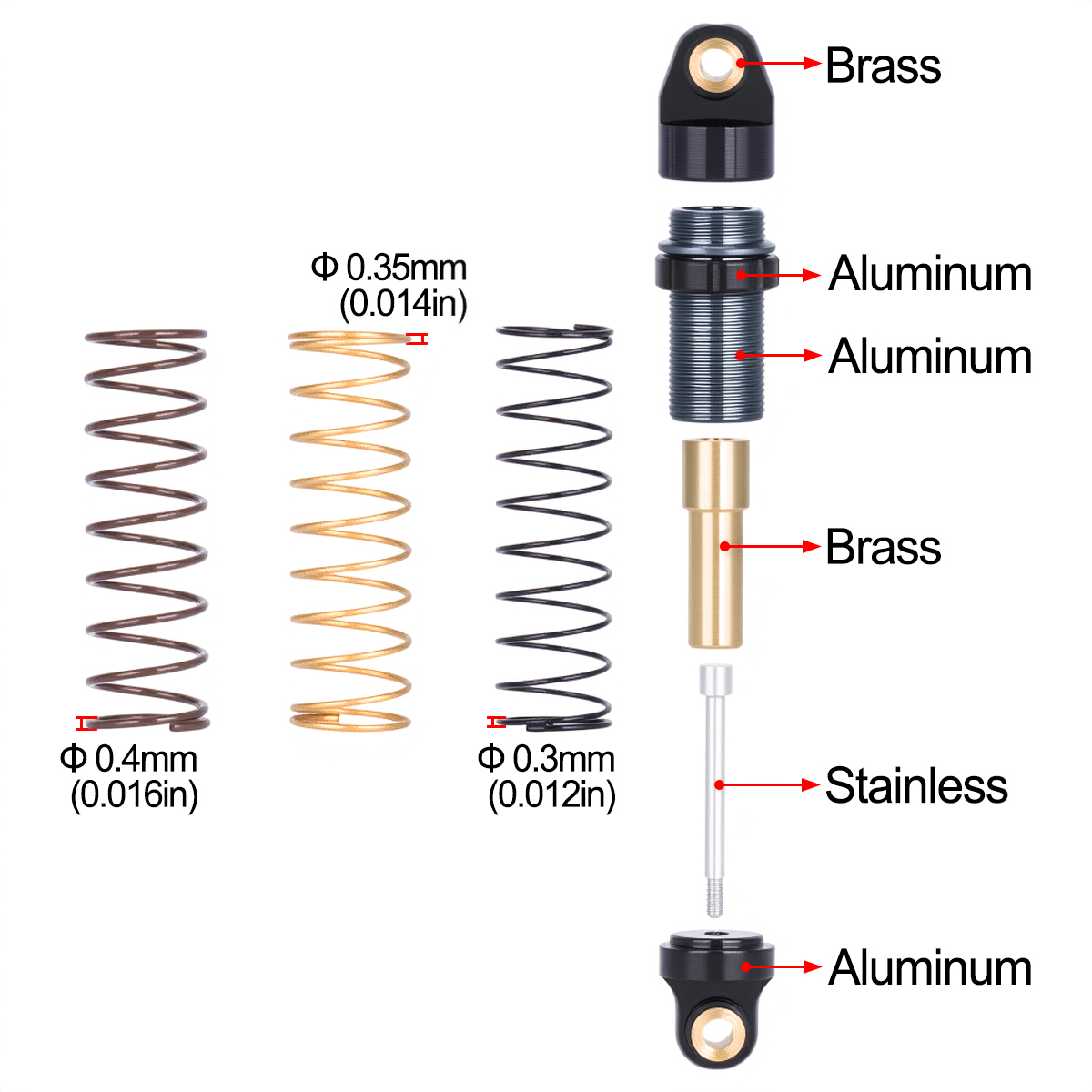 4 قطع من ممتصات الصدمات الألوم - مراجعة Shock Absorber Rc وسعره